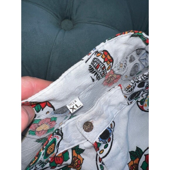 Mens GUAYABERA Mexican Wedding Shirt & Day of The Dead Skulls Button Down Bundle - Picture 4 of 10